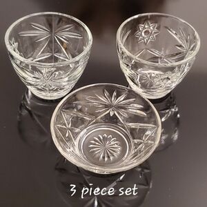 3pc Prescut AKA Star of David Clear Small Glass Bowls By 🇺🇸 Anchor Hocking